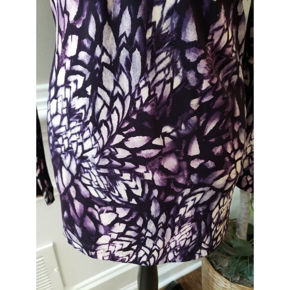 Women's Chico's Purple Leaf Print Long Sleeve Top with Rhinestone Detail Size S - Picture 3 of 8